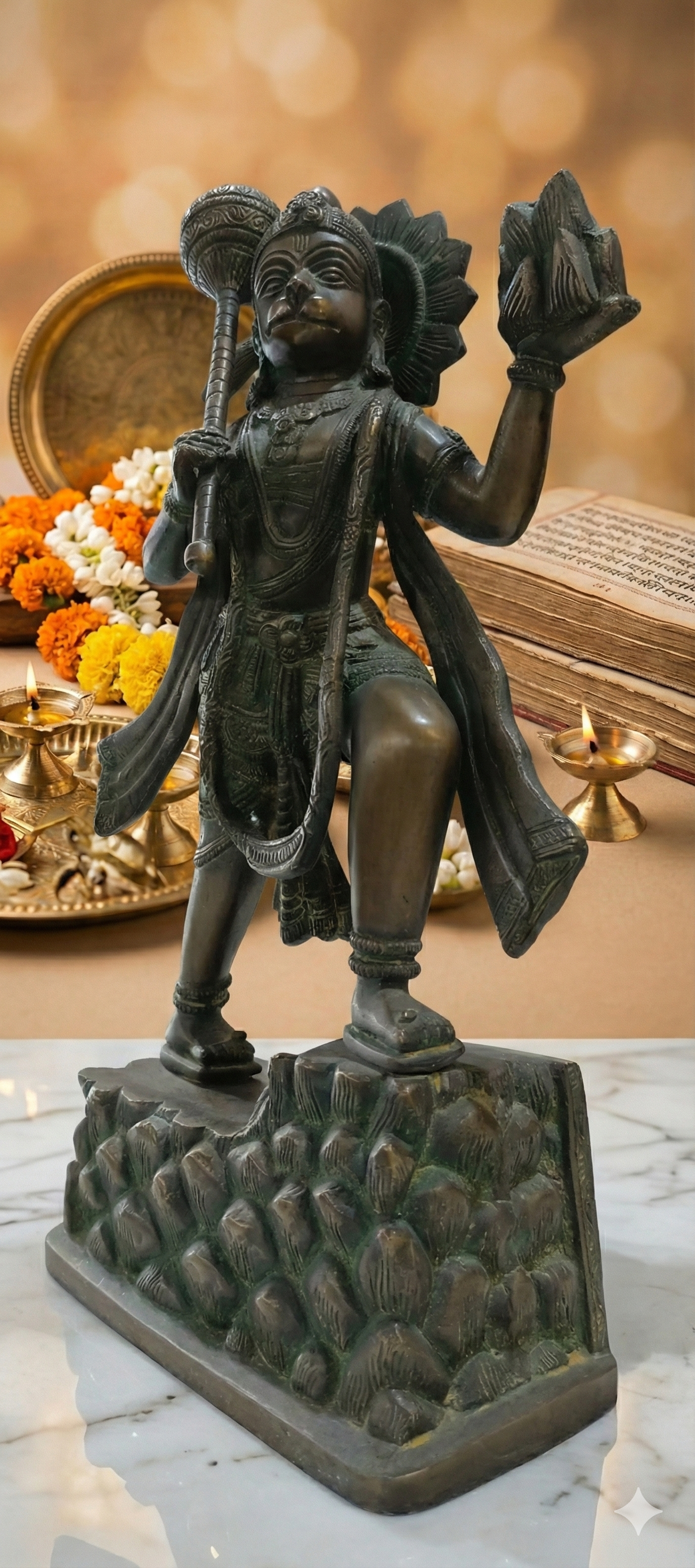 Pawan Putra Hanuman with Sanjeevani Buti Mountain – Decorative Showpiece for Living Room