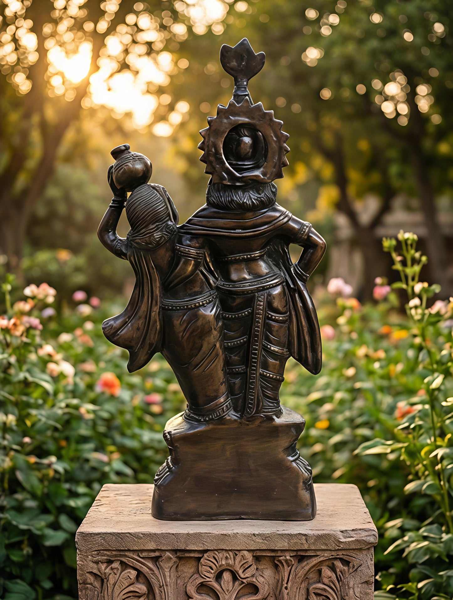 Premium Brass Radha Krishna Statue | Handmade Brass Metal Murti for Home Temple & Decoration | Divine Radhakrishna Idol for Pooja & Gift