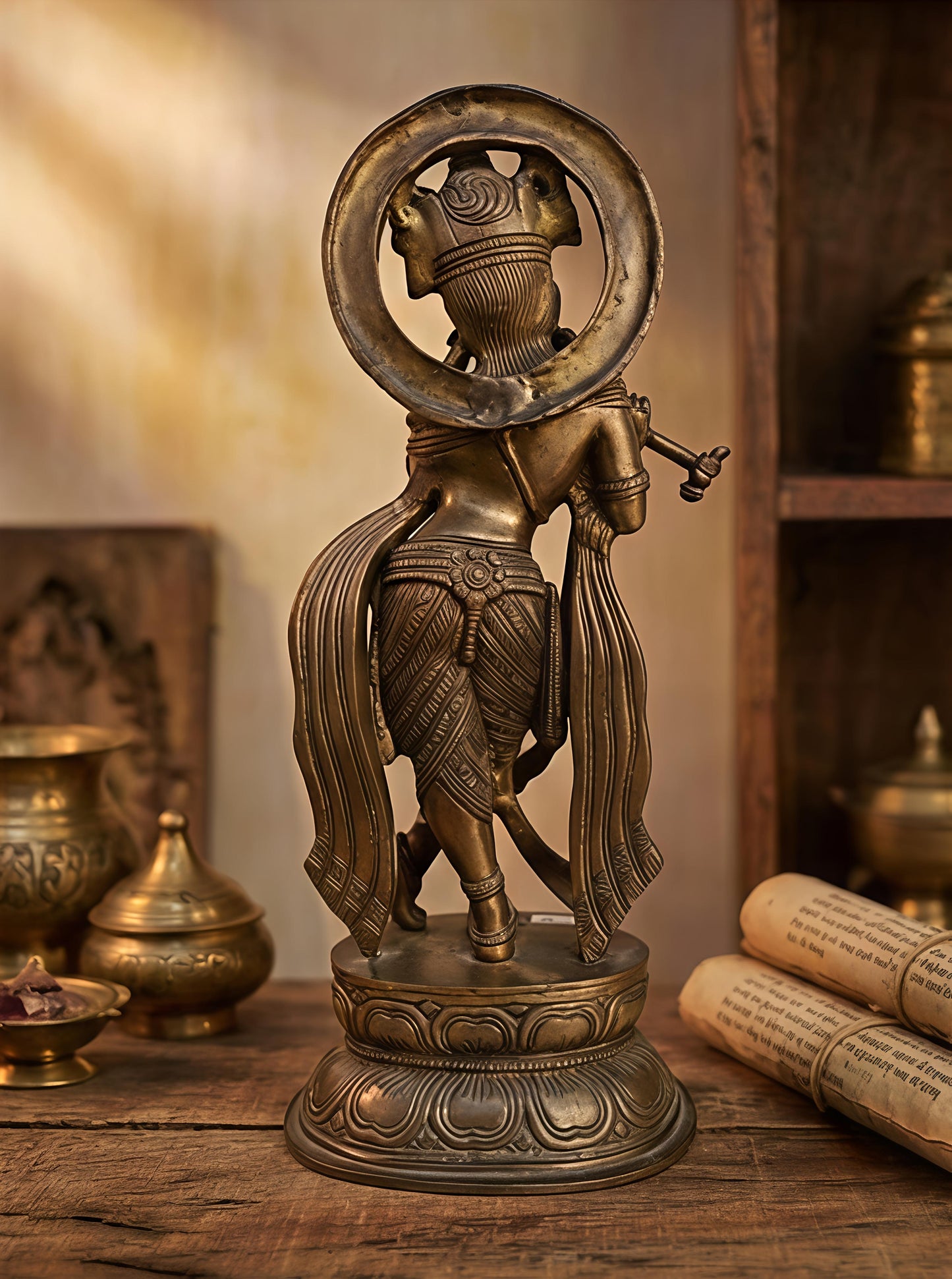 Premium Brass Metal Krishna Statue for Home & Temple Decor | Krishna Murti Idol – Perfect for Gifting & Spiritual Decor