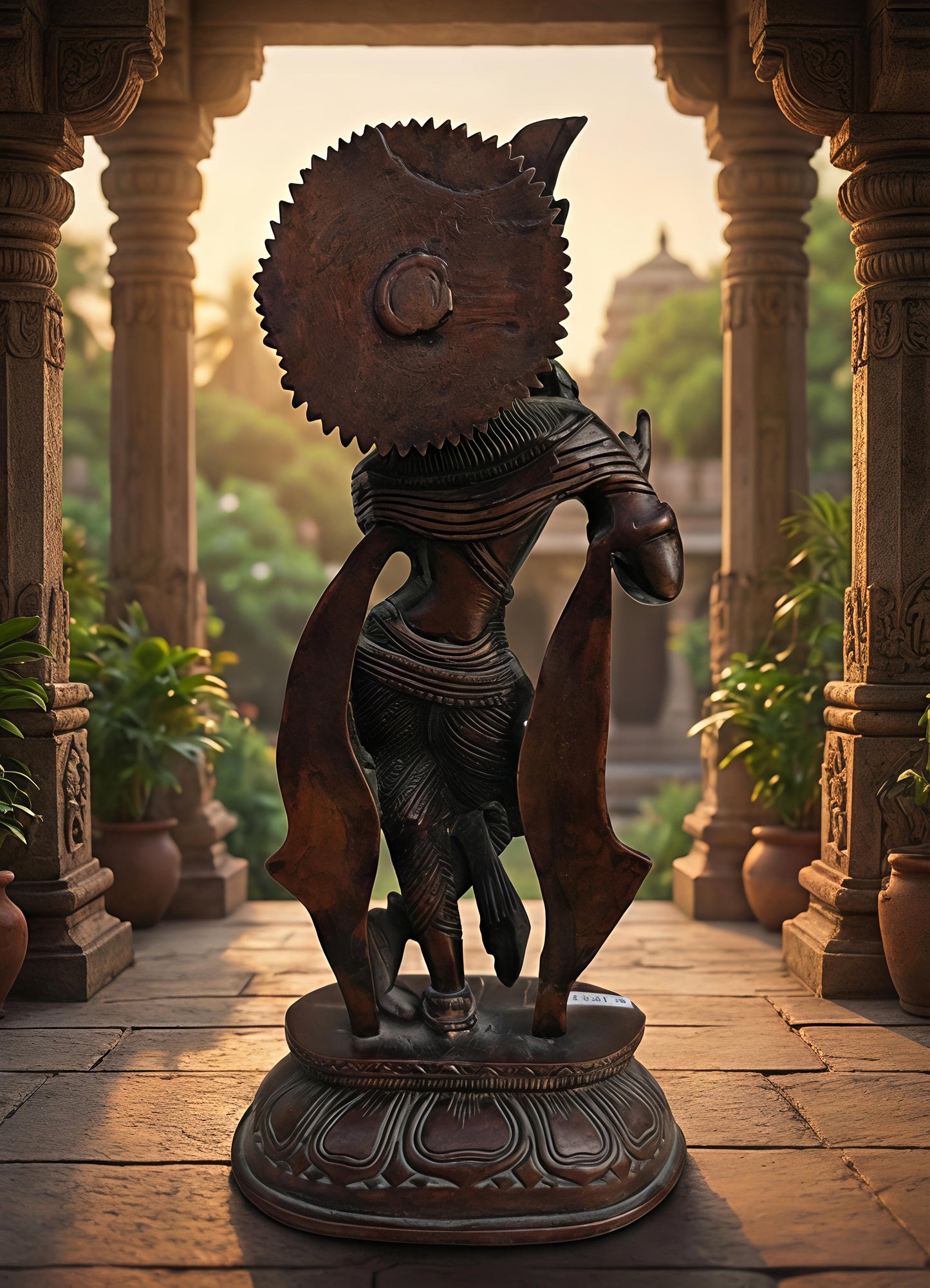 Antique Finish Brass Krishna Statue Standing – Traditional Indian God Idol for Mandir, Vastu, & Spiritual Gifts