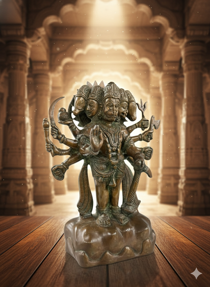 Panchmukhi Hanuman Ji Statue in Brass | Five Face Hanuman Murti for Pooja, Vastu & Decor