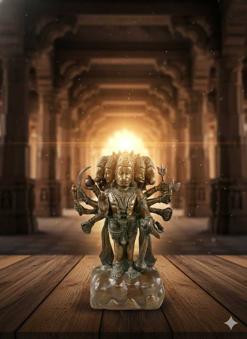 Panchmukhi Hanuman Ji Statue in Brass | Five Face Hanuman Murti for Pooja, Vastu & Decor