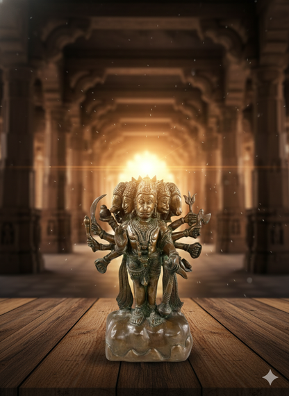 Panchmukhi Hanuman Ji Statue in Brass | Five Face Hanuman Murti for Pooja, Vastu & Decor