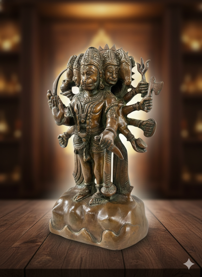 Panchmukhi Hanuman Ji Statue in Brass | Five Face Hanuman Murti for Pooja, Vastu & Decor