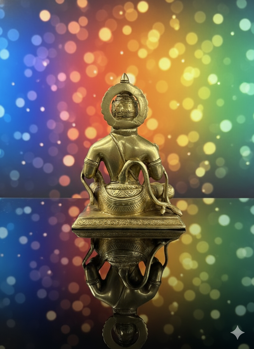 Brass Sitting Hanuman Ji Statue | Blessing Pose Bajrangbali Murti for Home & Temple