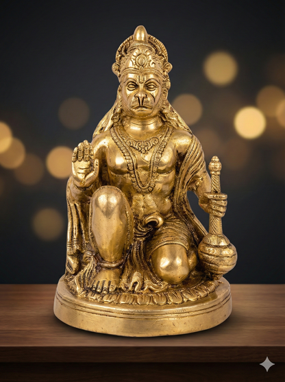 Blessing Hanuman Ji Statue in Brass | Divine Bajrangbali Murti for Pooja & Spiritual Decor