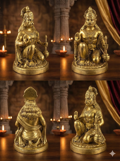 Blessing Hanuman Ji Statue in Brass | Divine Bajrangbali Murti for Pooja & Spiritual Decor