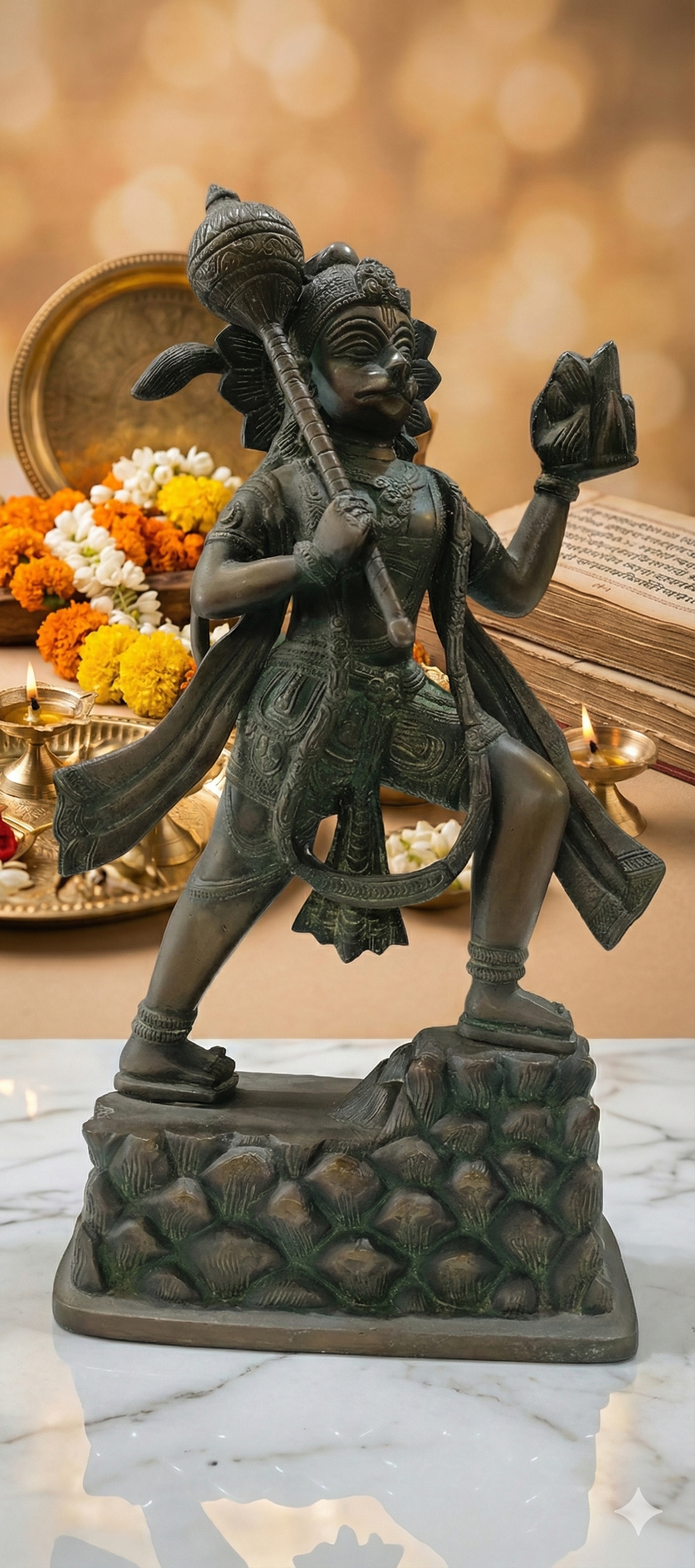 Pawan Putra Hanuman with Sanjeevani Buti Mountain – Decorative Showpiece for Living Room