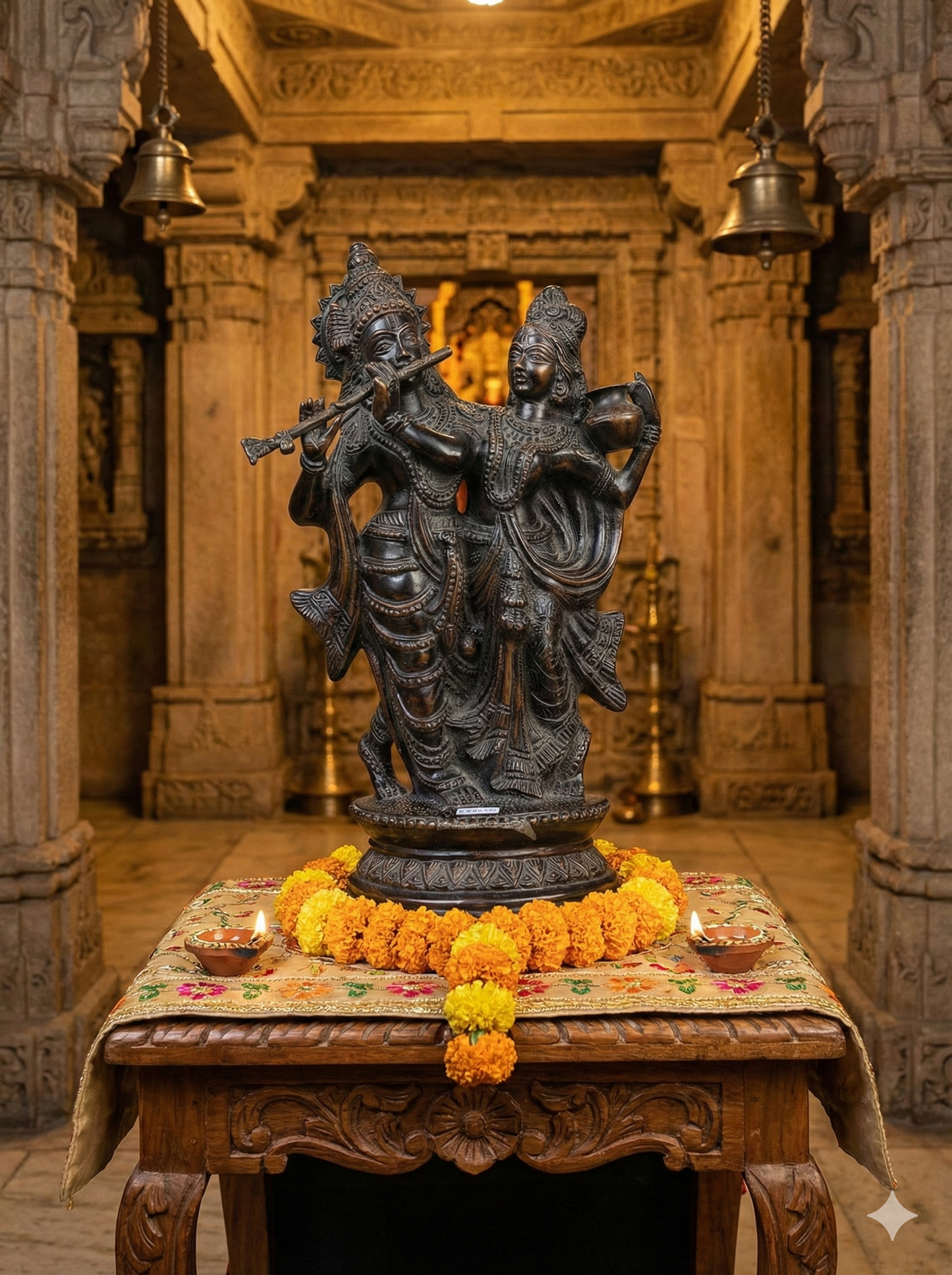 Handcrafted Brass Radha Krishna Idol | Divine Love & Blessings | Traditional Home Temple Murti for Pooja & Decor