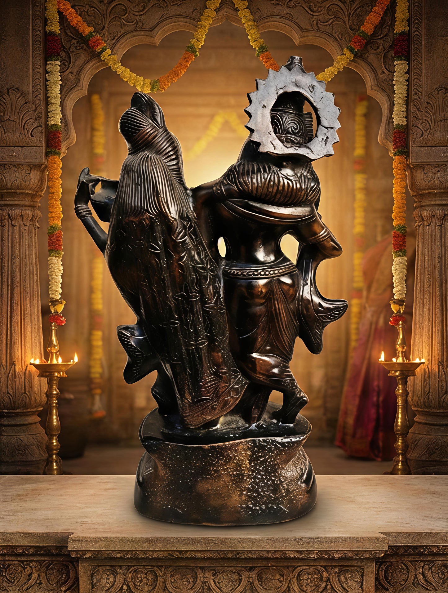 Handcrafted Brass Radha Krishna Idol | Divine Love & Blessings | Traditional Home Temple Murti for Pooja & Decor