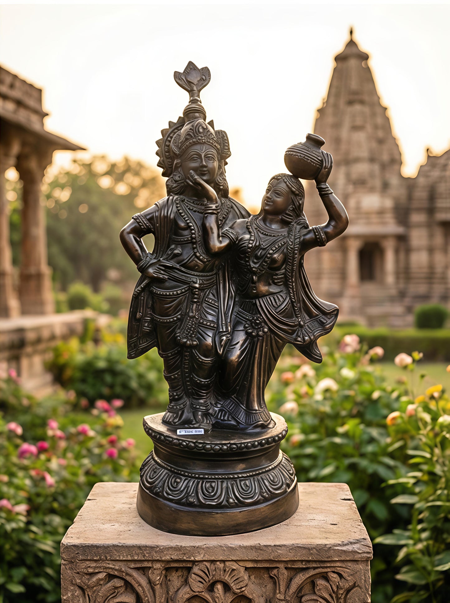 Premium Brass Radha Krishna Statue | Handmade Brass Metal Murti for Home Temple & Decoration | Divine Radhakrishna Idol for Pooja & Gift