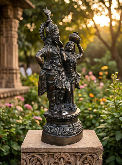 Premium Brass Radha Krishna Statue | Handmade Brass Metal Murti for Home Temple & Decoration | Divine Radhakrishna Idol for Pooja & Gift