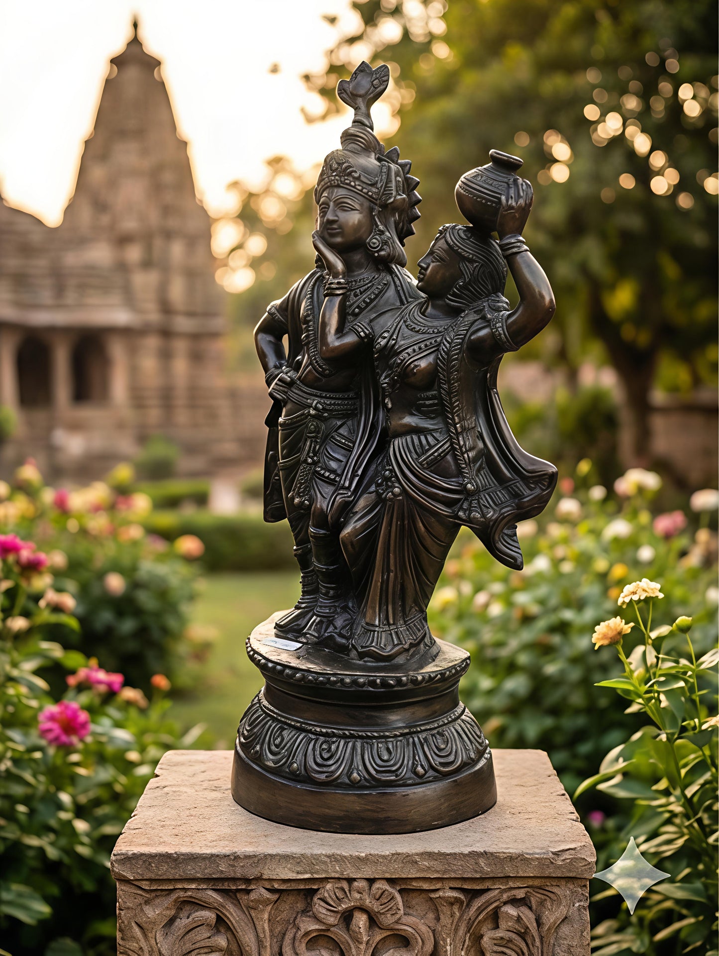 Premium Brass Radha Krishna Statue | Handmade Brass Metal Murti for Home Temple & Decoration | Divine Radhakrishna Idol for Pooja & Gift