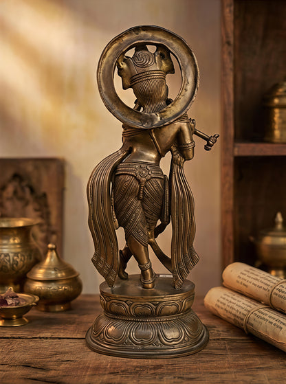 Premium Brass Metal Krishna Statue for Home & Temple Decor | Krishna Murti Idol – Perfect for Gifting & Spiritual Decor