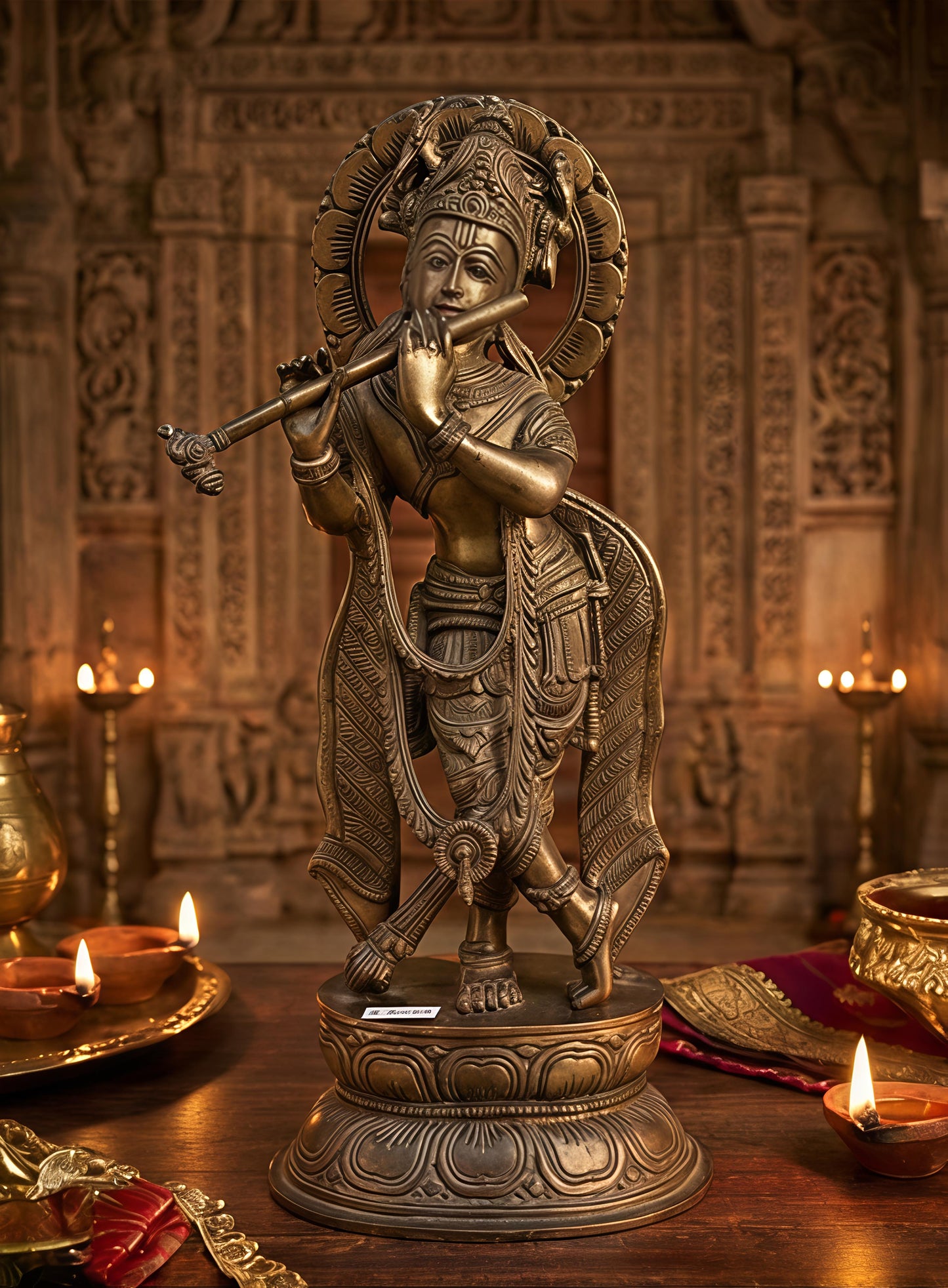 Premium Brass Metal Krishna Statue for Home & Temple Decor | Krishna Murti Idol – Perfect for Gifting & Spiritual Decor