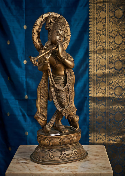 Premium Brass Metal Krishna Statue for Home & Temple Decor | Krishna Murti Idol – Perfect for Gifting & Spiritual Decor