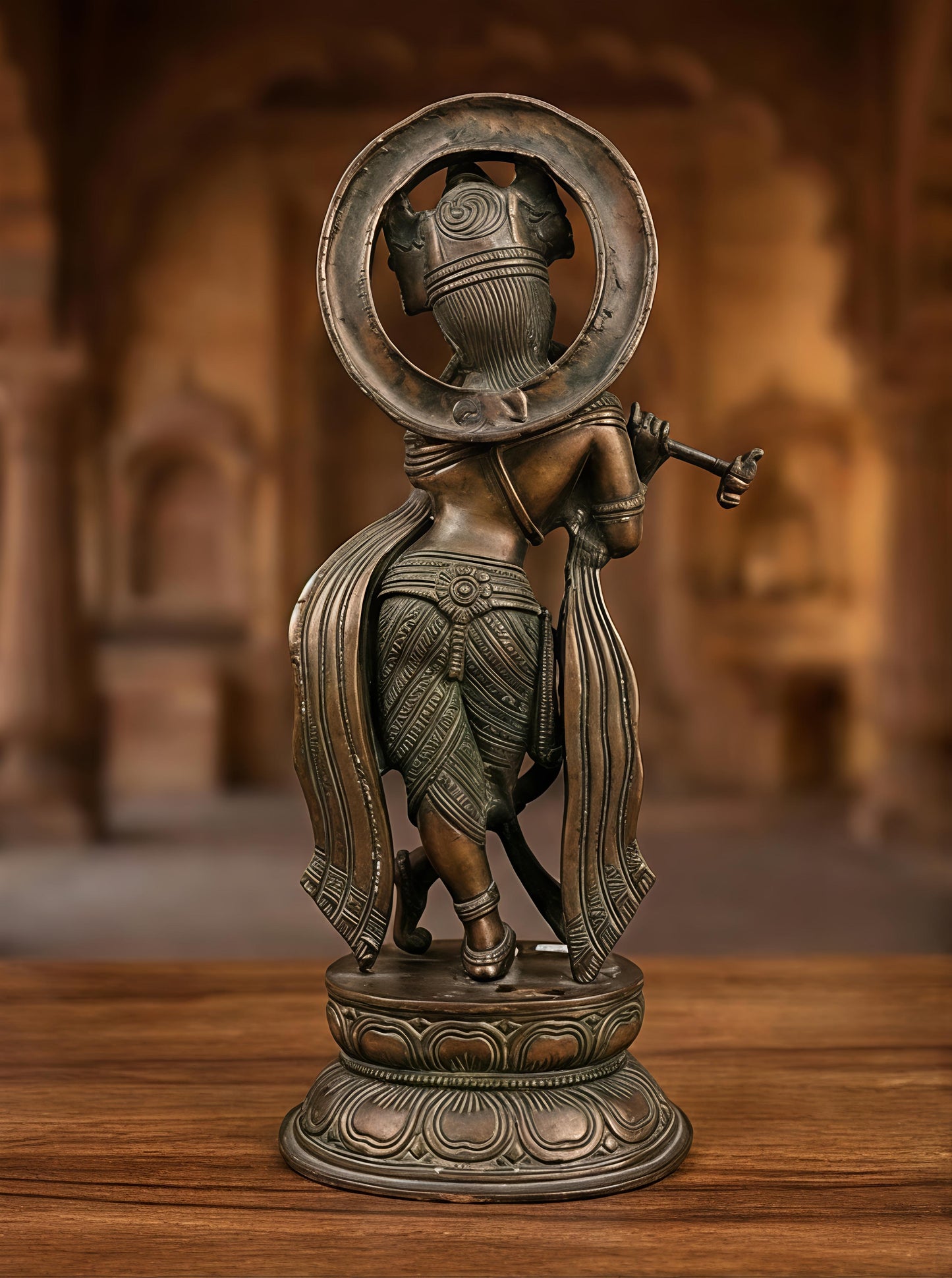 Antique Finish Brass Lord Krishna Statue for Pooja Room | Divine Home Decoration Murti Idol