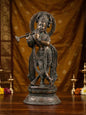 Antique Finish Brass Lord Krishna Statue for Pooja Room | Divine Home Decoration Murti Idol