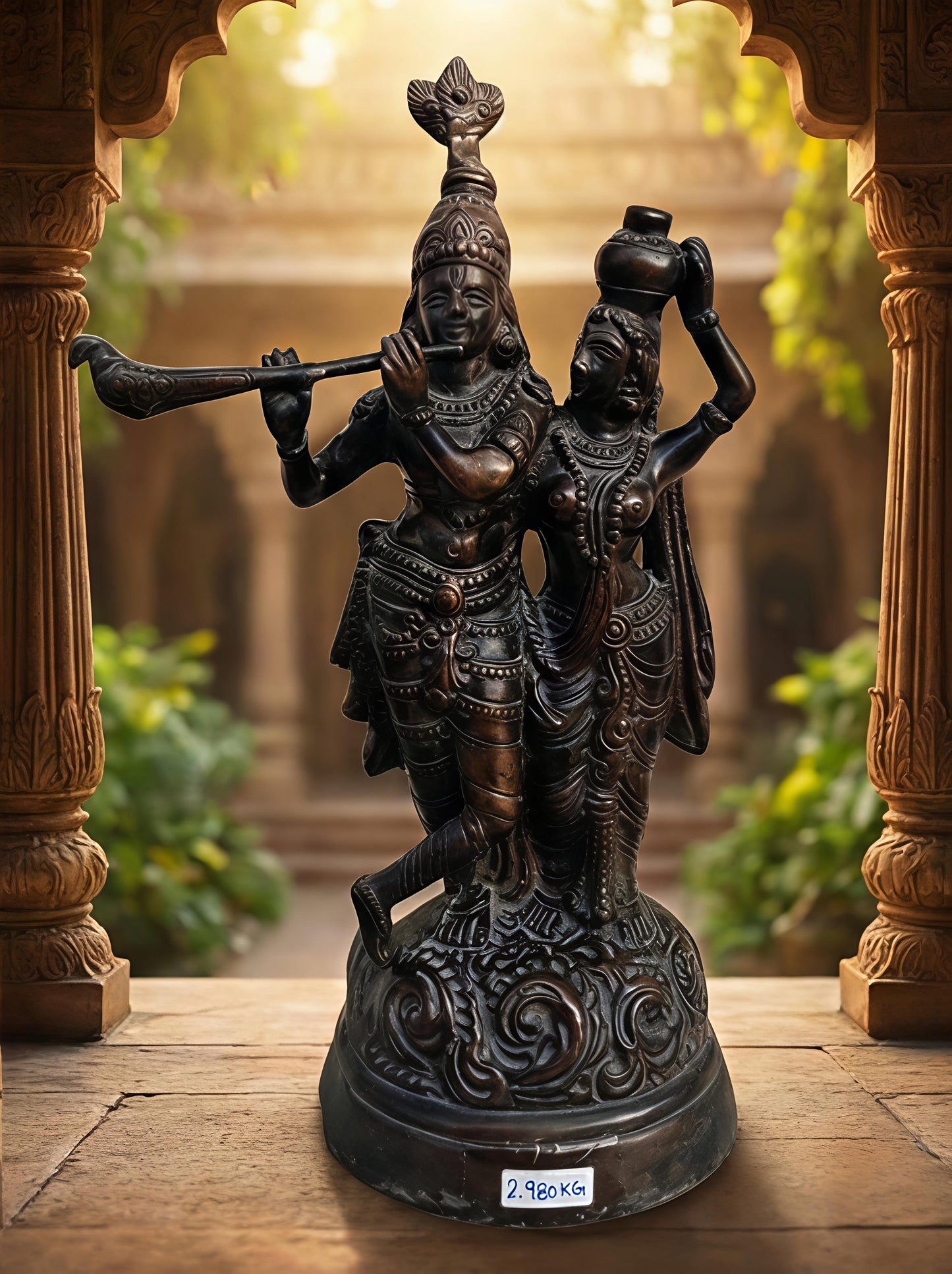 Radha Krishna Brass Statue for Home Temple & Decoration | Handcrafted Radha Krishna Idol for Puja & Gifting