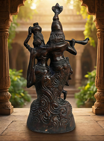 Radha Krishna Brass Statue for Home Temple & Decoration | Handcrafted Radha Krishna Idol for Puja & Gifting