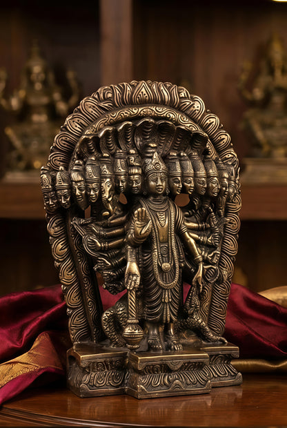 Premium Brass Narayana Vishvarupa Statue | Multiface Divine Murti for Positive Energy & Vastu